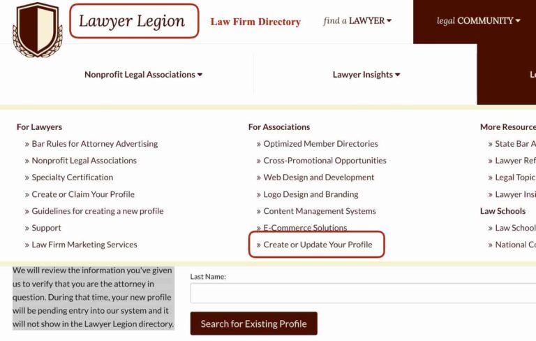 screenshot of legal directory for law firms to submit their businesses for local citations and local seo.